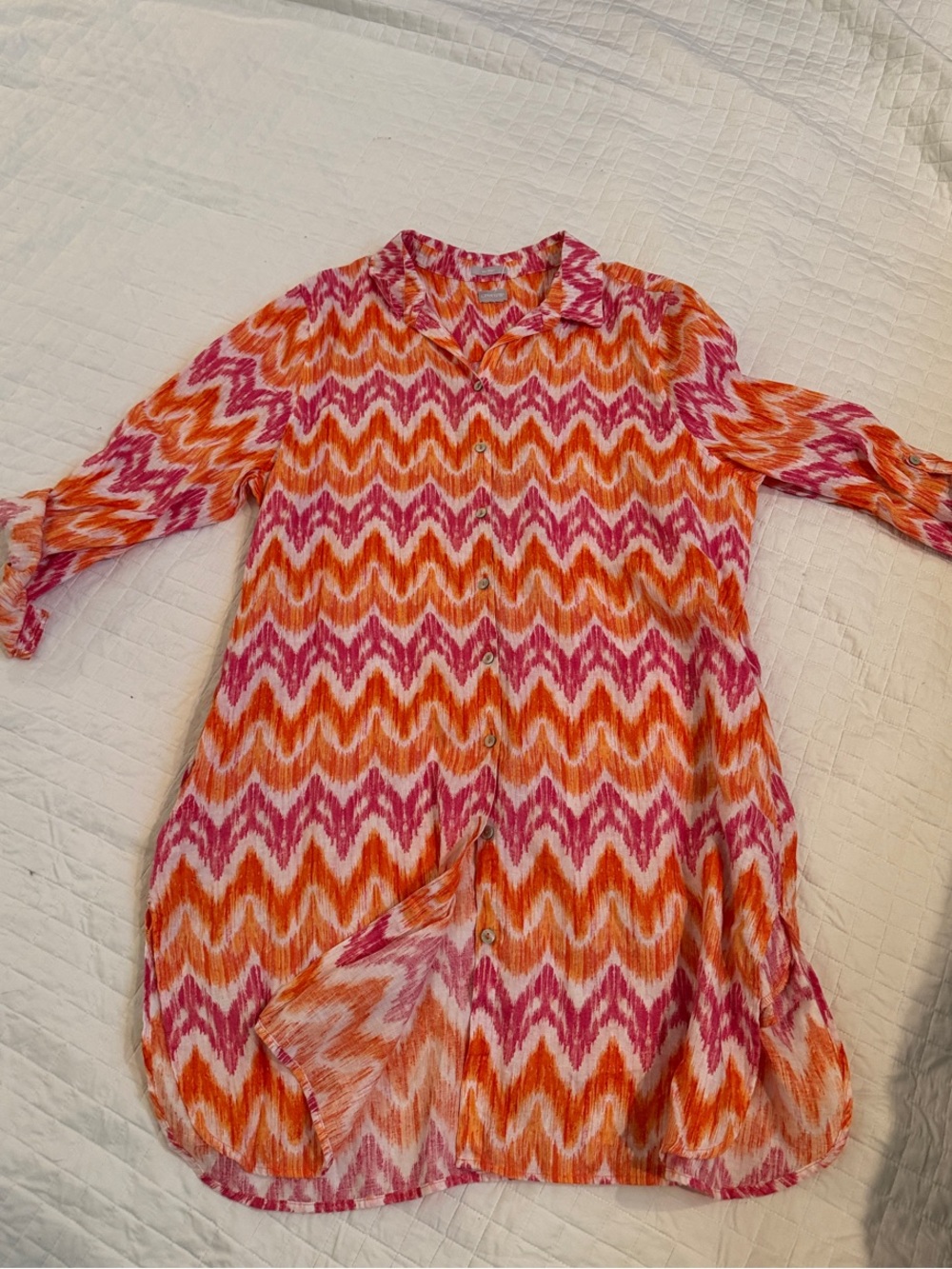 Chico's Pink & Orange Chevron Button-Front Dress